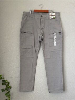 London Fog Women's Gray Cargo Pants with Zip Pockets